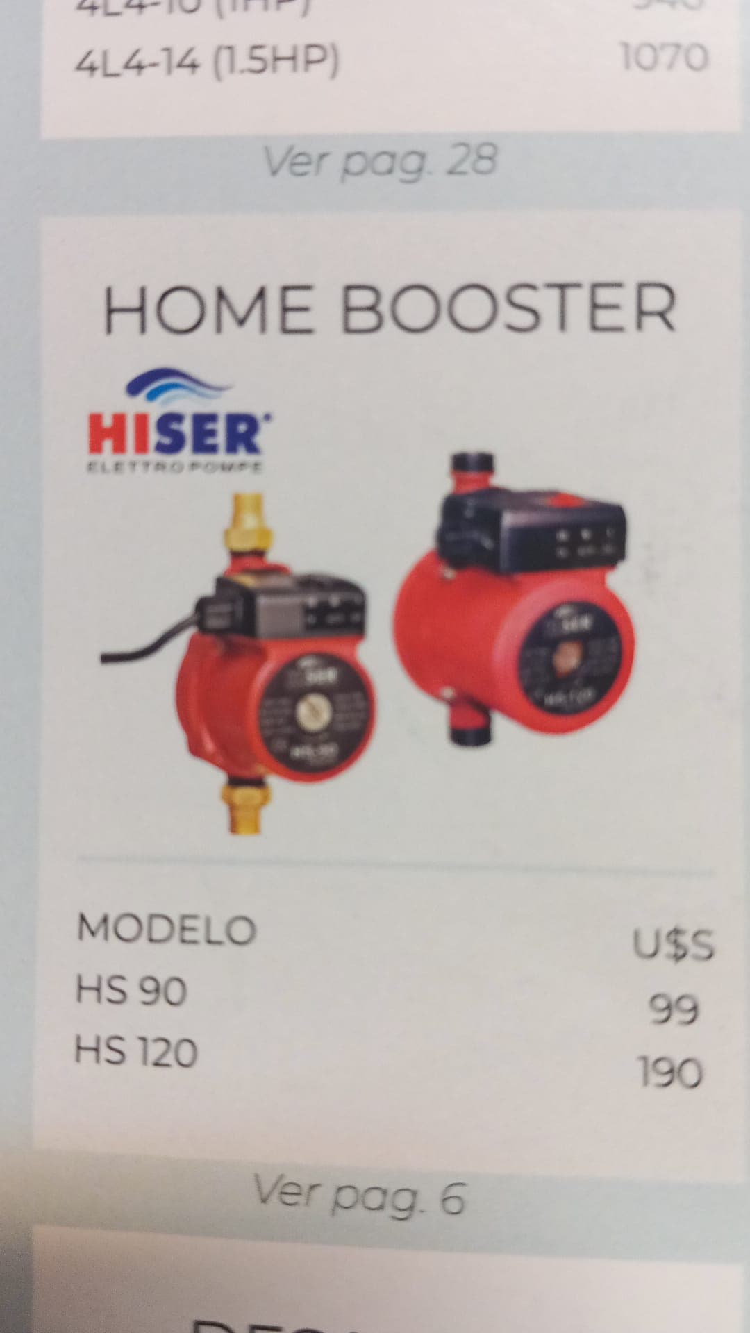 Bomba para presurisar la línea  Marca Hiser